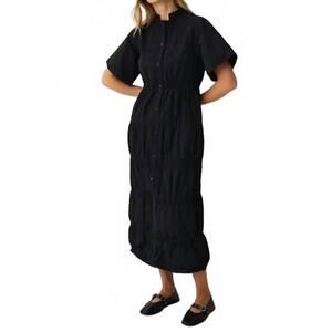 NEW BITTE KAI RAND fukkura midi dress in black